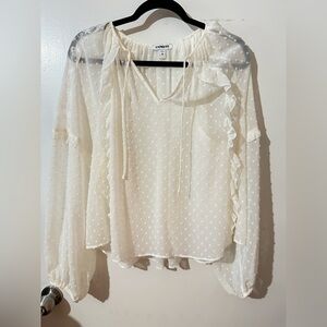 Express Women's White Ruffle Blouse